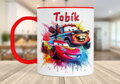 Plastový hrnek Barevná auta